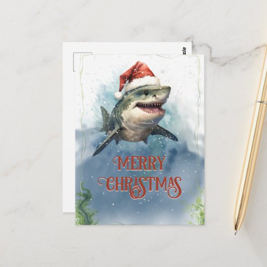 kersthaai briefkaart (Voorkant / Achterkant in situ)