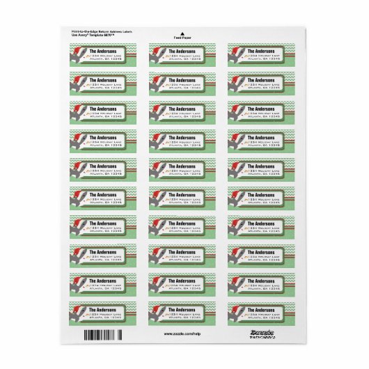 Kersthaai Chevron Pattern Return Address Etiket (Full Sheet)