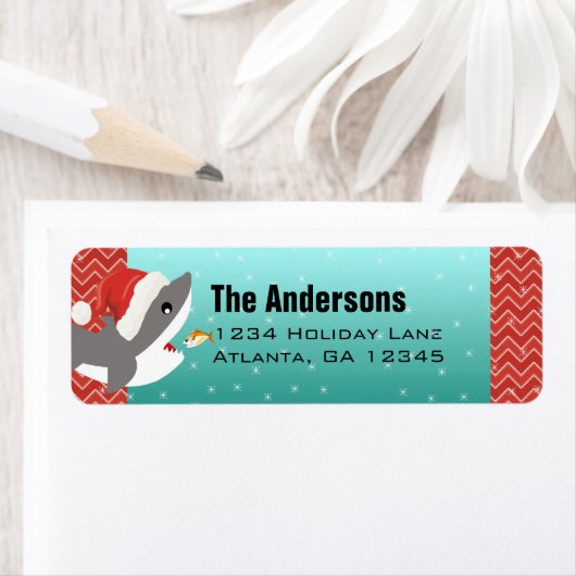 Kersthaai Chevron Pattern Return Address Etiket (Insitu)