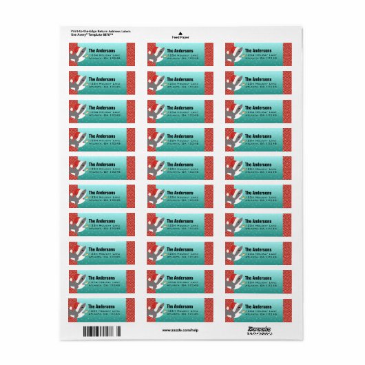 Kersthaai Chevron Pattern Return Address Etiket (Full Sheet)