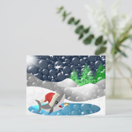 kersthaai feestdagenkaart (Staand voorkant)