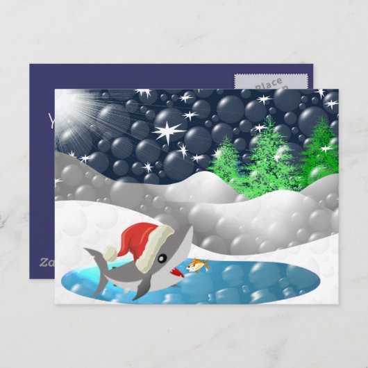 kersthaai feestdagenkaart (Voorkant / Achterkant)