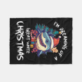 Kersthaai Kerstman hoed Kerstmis Kerstman Jaws Gra Fleece Deken (Voorkant (Horizontaal))