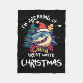 Kersthaai Kerstman hoed Kerstmis Kerstman Jaws Gra Fleece Deken (Voorkant)
