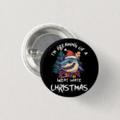 Kersthaai Kerstman hoed Kerstmis Kerstman Jaws Gra Ronde Button 3,2 Cm (Voorkant /achterkant)