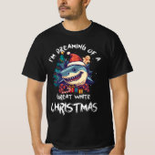Kersthaai Kerstman hoed Kerstmis Kerstman Jaws Gra T-shirt (Voorkant)