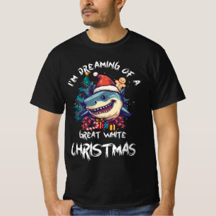 Kersthaai Kerstman hoed Kerstmis Kerstman Jaws Gra T-shirt