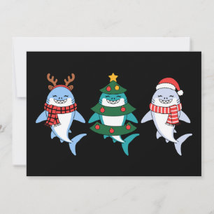 Kersthaai Kerstman Rendier Boom Kerst Vakantie Kaart