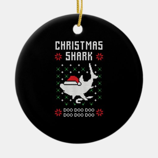 Kersthaai met lelijke kerst keramisch ornament (Voorkant)