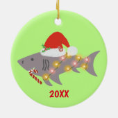 Kersthaai met lichten en snoepjes keramisch ornament (Achterkant)