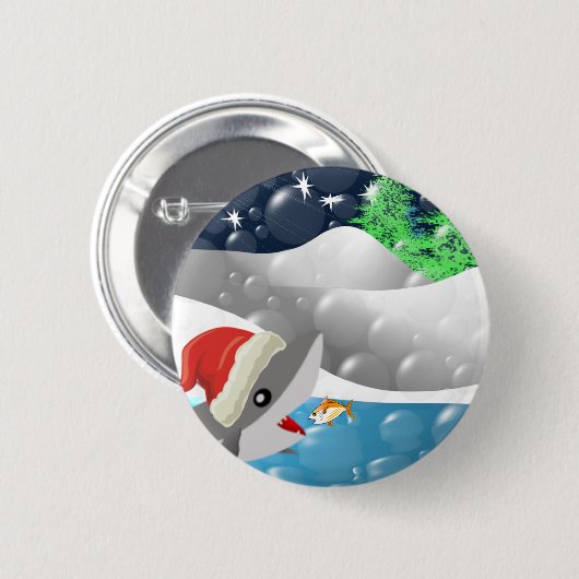 kersthaai ronde button 5,7 cm (Voorkant /achterkant)
