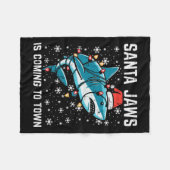 Kersthaai Santa Jaws Xmas Mannen Boys Kinder Jou Fleece Deken (Voorkant (Horizontaal))