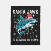 Kersthaai Santa Jaws Xmas Mannen Boys Kinder Jou Fleece Deken (Voorkant)