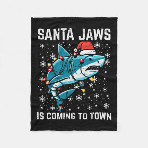 Kersthaai Santa Jaws Xmas Mannen Boys Kinder Jou Fleece Deken