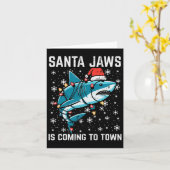 Kersthaai Santa Jaws Xmas Mannen Boys Kinder Jou Kaart (Gele Bloem)
