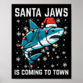 Kersthaai Santa Jaws Xmas Mannen Boys Kinder Jou Poster (Voorkant)