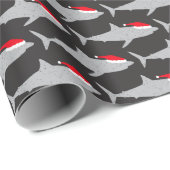 Kersthaaien in Santa Hats Grappig Cadeaupapier (Rol Hoek)