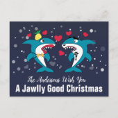 Kersthaaien met een leuk jasje Persoonlijk Feestdagenkaart (Voorkant)