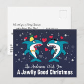 Kersthaaien met een leuk kerstgruß, persoonlijk ge feestdagenkaart (Voorkant / Achterkant)