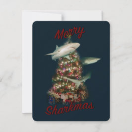 Kersthaaien rond de Kerstboom Feestdagenkaart