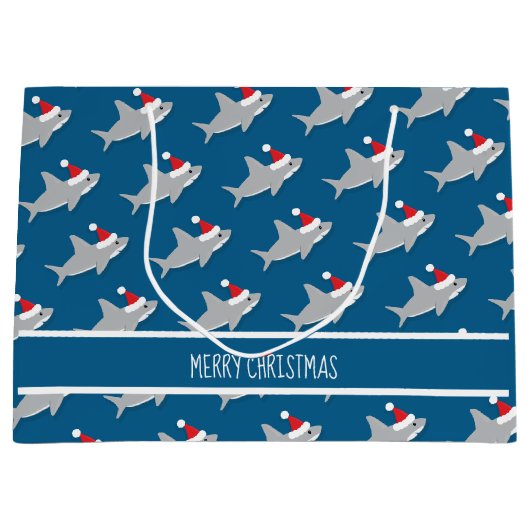 Kersthaaien Schattige grote geschenkzak Groot Cadeauzakje (Voorkant)