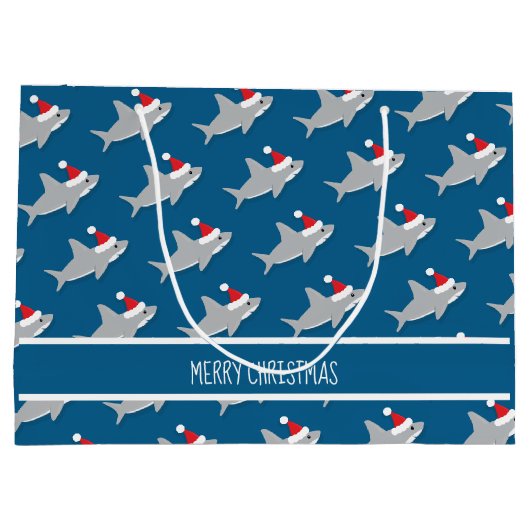 Kersthaaien Schattige grote geschenkzak Groot Cadeauzakje (Achterkant)