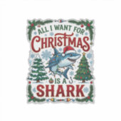 Kersthaaien willen allemaal kerst dennenbomen sticker (Voorkant)