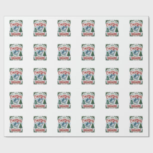 Kersthaaien willen allemaal pijnbomen cadeaupapier