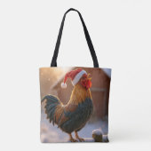 Kersthaan met een kerstmuts tote bag (Achterkant)