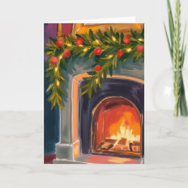 Kersthaard | Geschilderde kerstkaart met krans Feestdagen Kaart