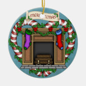 kersthaard keramisch ornament (Voorkant)