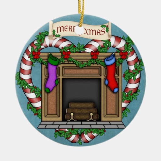 kersthaard keramisch ornament (Voorkant)