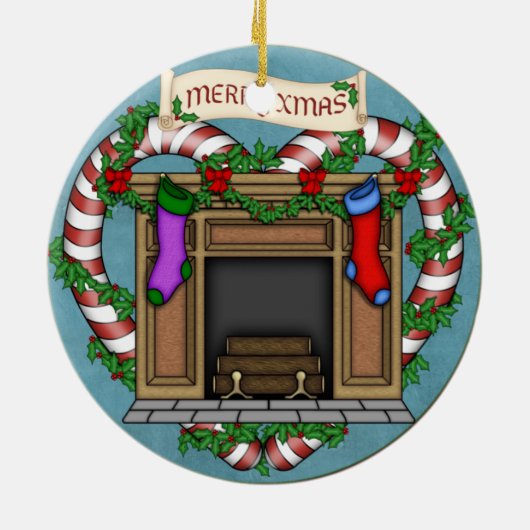 kersthaard keramisch ornament (Achterkant)