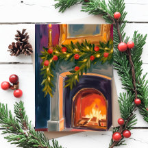 Kersthaard | Kerstslinger geschilderde kaart