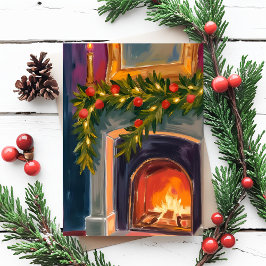 Kersthaard | Kerstslinger geschilderde kaart