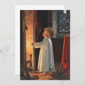 kersthaard, kousen en een kind feestdagenkaart (Voorkant / Achterkant)