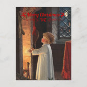 kersthaard, kousen en een kind feestdagenkaart (Voorkant)