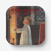 kersthaard, kousen en een kind papieren bordje (Voorkant)