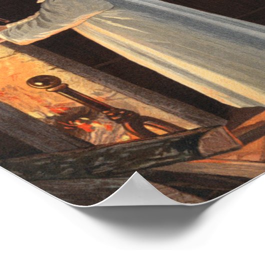 kersthaard, kousen en een kind poster (Hoek)