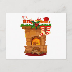 Kersthaard met decoraties en kerstsokken feestdagenkaart