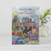 kersthaard met Menorah Holiday Card Kaart (Staand voorkant)