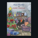 kersthaard met Menorah Holiday Card Kaart<br><div class="desc">Een mooie, waterverf, vakantiekaart voor families die Hanukkah en Kerstmis vieren. (Waterverf vector gemaakt door freepik - www.freepik.com). () De kaart is gemakkelijk aan te passen aan de tekst, het lettertype, de tekenkleur, de papieren vormopties en de keuze uit zes papiertypen.() Niet precies wat je zoekt? Al onze producten kunnen...</div>