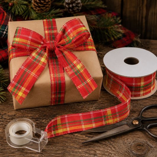 Kersthaard Plaid Satijnen Lint
