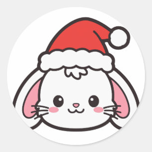 Kersthaas Kerstmis Ronde Sticker