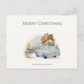 Kersthaas Peter en Auto Briefkaart (Voorkant)