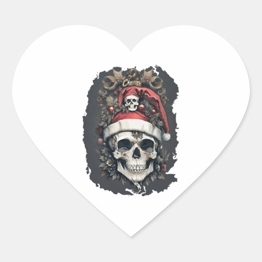 Kersthalloween Hart Sticker (Voorkant)