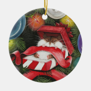Kersthamster - Hammie Holiday Keramisch Ornament