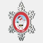 Kersthamster Tin Sneeuwvlok Ornament (Rechts)