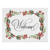 Kersthand geschilderde botanische krans welkom perfect poster (Voorkant)