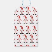 kersthand met gnome Nordic Pattern Red Gray Cadeaulabel (Achterkant)